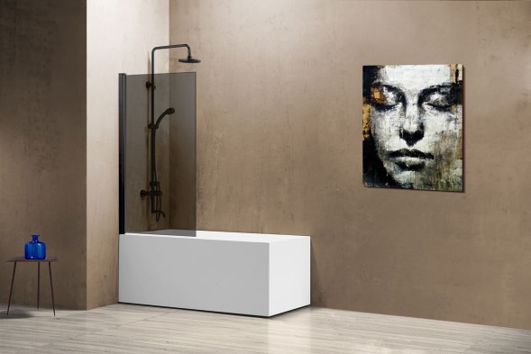 Vincea Душевая шторка на ванну VSB-11800CGB, 800*1400, черный матовый стекло тонированное