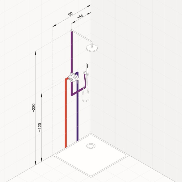 Комплект для душа KLUDI BOZZ 38736N076 7 в 1 верхний душ 250 мм