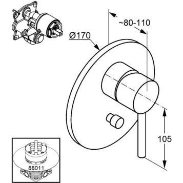 Смеситель KLUDI BOZZ 386500576 для ванны и душа встраиваемый внешняя часть с переключателем воды