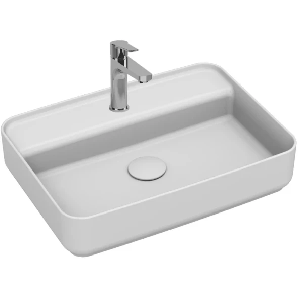 Раковина накладная ISVEA Infinity 55 прямоугольная 55см, с отверстием под смеситель цвет белый 10NF66055