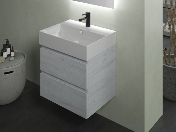 Раковина HATRIA Bahia 13 BH0600465011TS0 подвесная или на тумбу с одним отверстием с переливом цвет белый