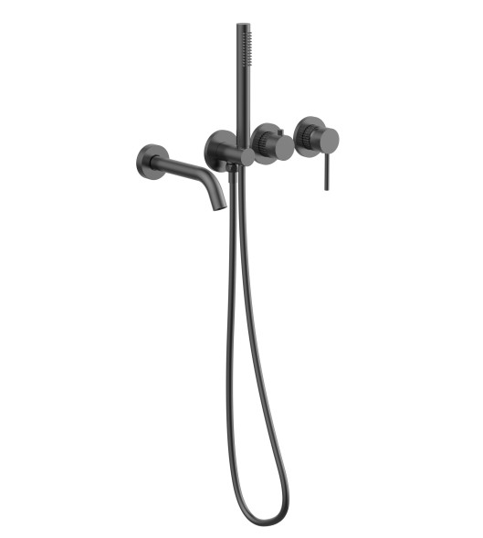 Vincea Смеситель для ванны Грув (Groove) VBTW-4G1GM, встраиваемый, вороненая сталь