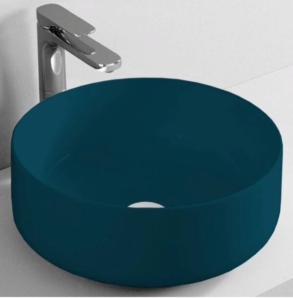 Раковина Artceram Cognac Quadro накладная без отверстий  цвет Green petrolio COL001 42 00