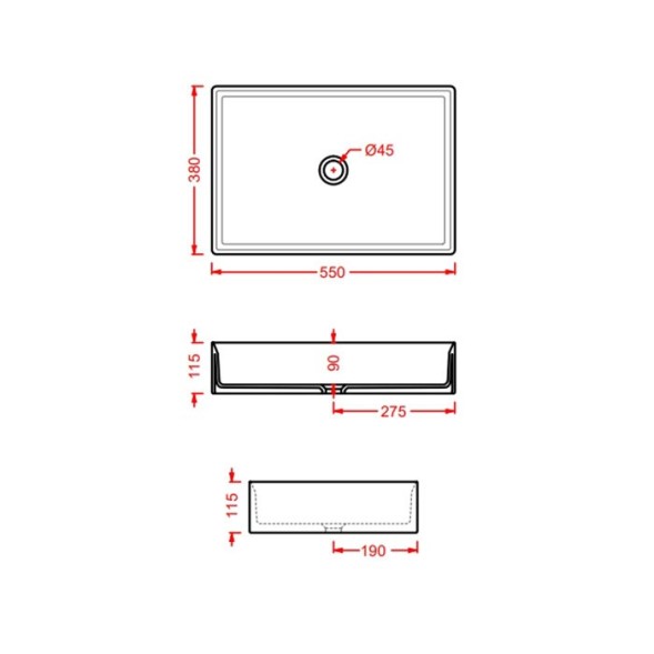 Раковина Artceram Scalino накладная без отверстий  цвет Orange cameo SCL002 13 00