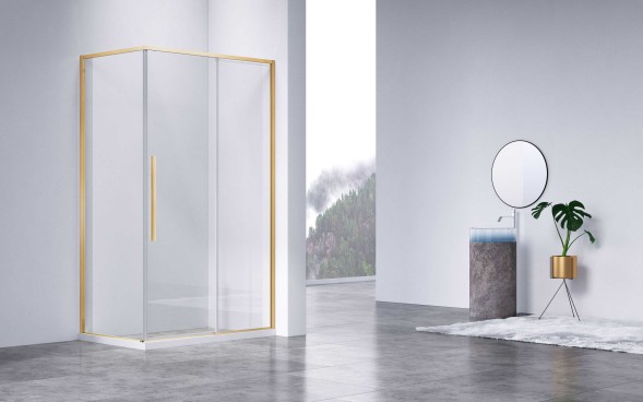 Vincea Душевой уголок Slim-N VSR-4SN8012CLG, 1200*800, брашированное золото, стекло прозрачное