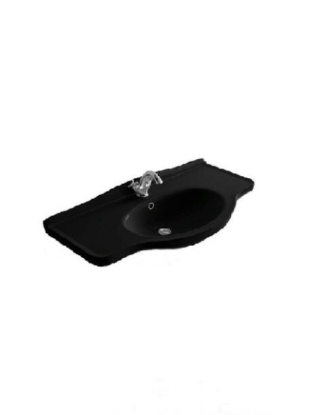 Раковина GALASSIA ETHOS 8434M NE подвесная или на пьедестал с одним отверстием с переливом цвет черный глянцевый