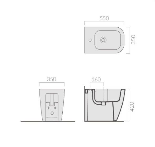Биде GALASSIA Meg11 PRO 5480V2 SA напольное с одним отверстием с крепежом цвет песочный
