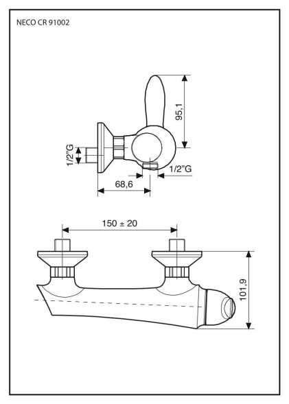 Emmevi Neco, однорычажный смеситель для душа без набора для душа, цвет хром 91002/CR