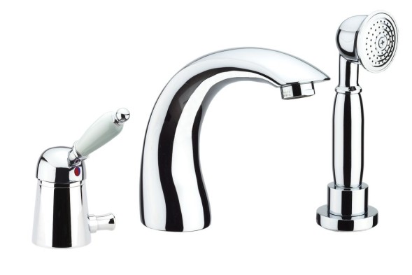 Fiore Imperiale, комплект смесителя на борт ванны (излив 13,2 см), на 3 отверстия, с набором для душа, цвет бронза