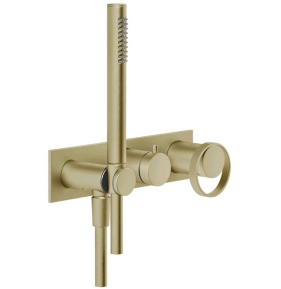 Gessi Смеситель для душа, Anello, на 2 потребителя, цвет Латунь матовая  63343#727