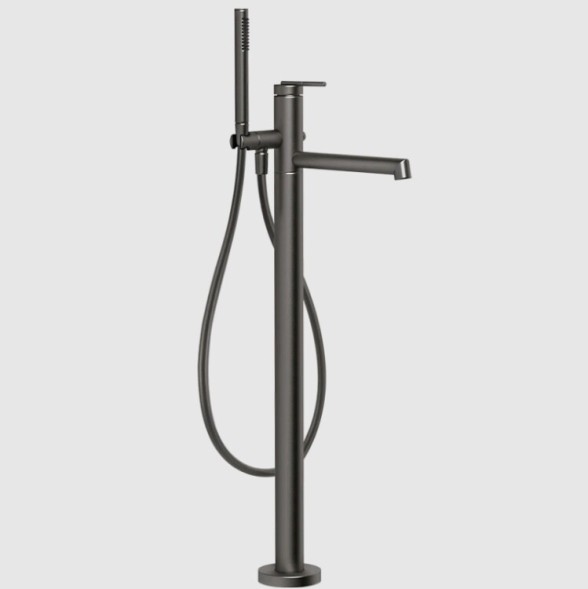 Gessi Смеситель для ванны и душа, Ingranaggio, напольный, цвет Черный брашированный металл  63528#707