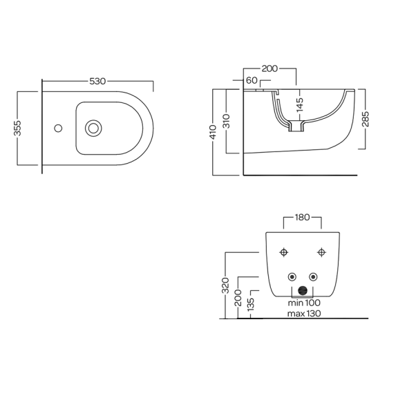 Биде HATRIA FUTURA A0Y9B802 подвесное цвет черный матовый