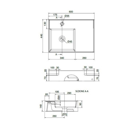 Раковина Scarabeo TEOREMA 2.0 подвесная или накладная с переливом с одним отверстием цвет белый с антибактериальным и грязеотталкивающим покрытием BIOKER 5114 BK