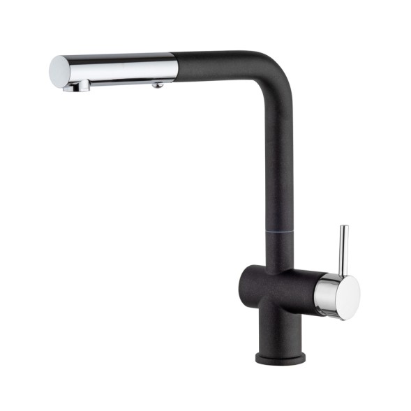 Paini HD44566CR1KM Смеситель для кухни Пладос с выдвижным изливом, чёрный