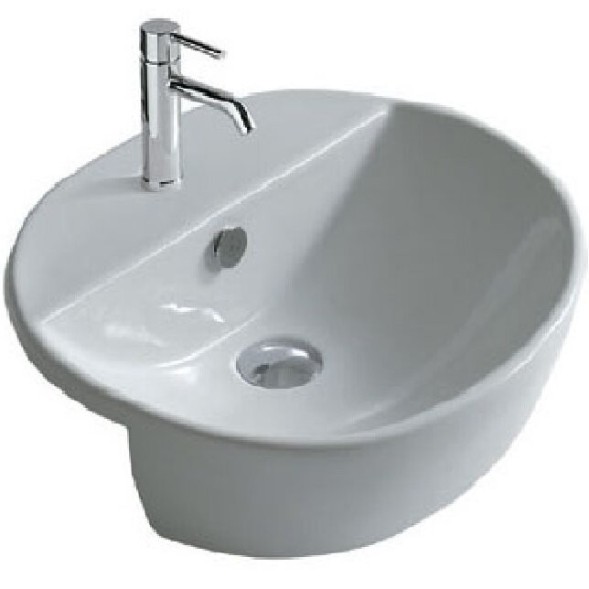 Раковина GALASSIA M2 5200 подвесная с одним отверстием с переливом цвет белый глянцевый