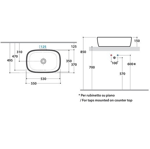 Раковина GLOBO GENESIS на столешницу без отверстий цвет белый GE044BI