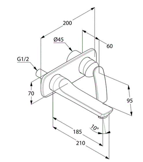 Смеситель KLUDI BALANCE 522469175 для раковины настенный встраиваемый внешняя часть