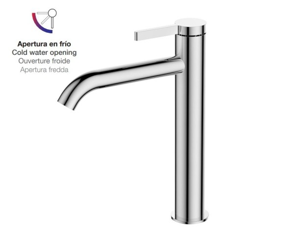 AQG Urban Flow, высокий однорычажный смеситель для раковины без донного клапана, цвет хром