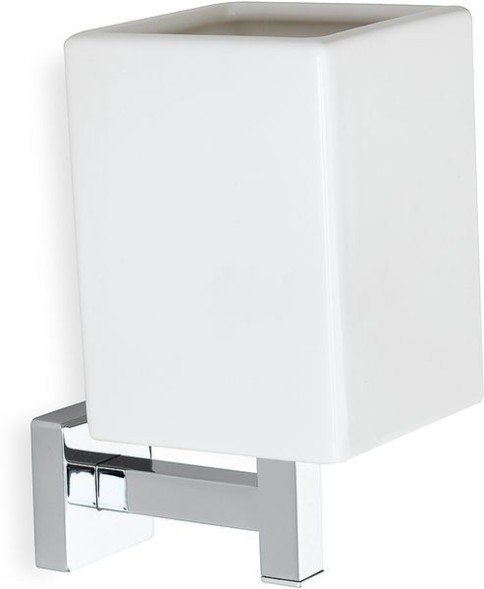 Stil Haus Urania, настенный керамический стакан, цвет никель сатин - белая керамика