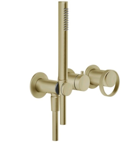 Gessi Смеситель для душа, Anello, на 2 потребителя, цвет Латунь матовая  63345#727