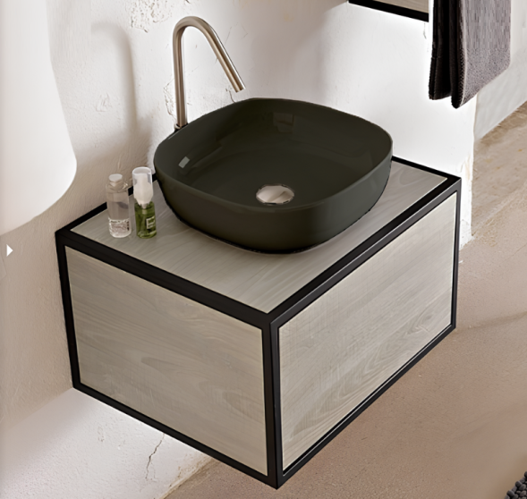 Раковина Scarabeo GLAM накладная без перелива без отверстий цвет лава матовая с антибактериальным и грязеотталкивающим покрытием BIOKER 1806 37 BK