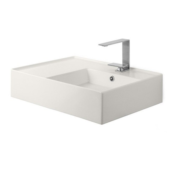 Раковина Scarabeo TEOREMA 2.0 подвесная или накладная с переливом с одним отверстием цвет белый с антибактериальным и грязеотталкивающим покрытием BIOKER 5117 BK