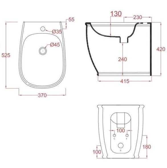 Биде Artceram Azuley напольное  с одним отверстием  цвет белый AZB002 01 00
