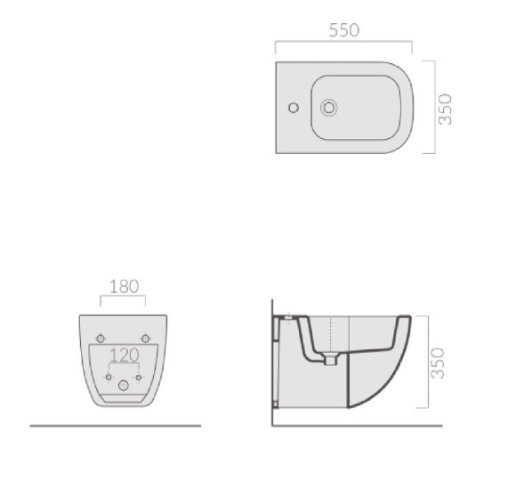 Биде GALASSIA PLUS DESIGN 6112 подвесное с одним отверстием цвет белый глянцевый