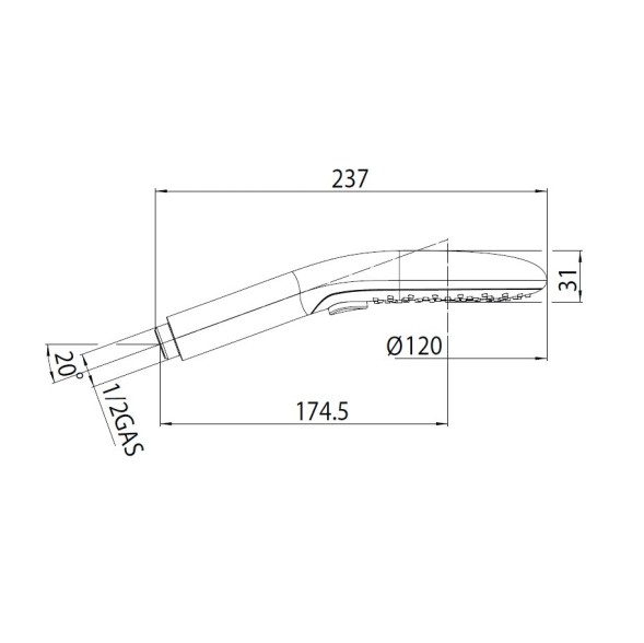 Душевая лейка BOSSINI SYNCRONIA B00800.030 с шестью видами струи цвет хром