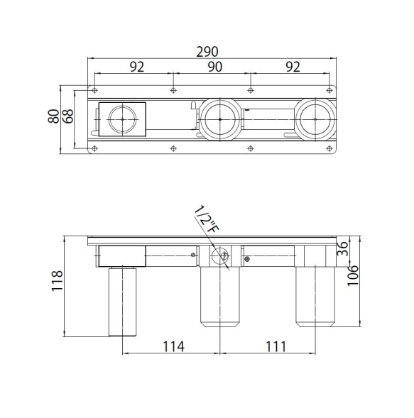 Встраиваемая часть Bossini Nobu INZ214 для смесителей для ванны и душа INZ227
