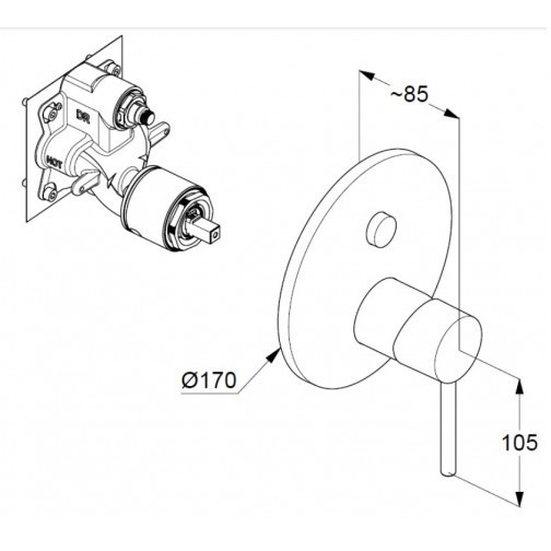 Смеситель KLUDI BOZZ 386590576 для ванны и душа встраиваемый внешняя часть с автоматическим переключателем воды PUSH&amp;SWITCH