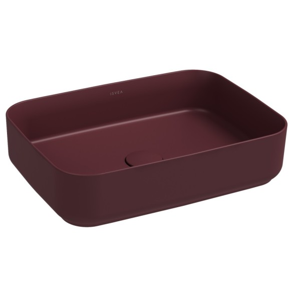Раковина ISVEA Infinity накладная ШГВ 500*360*120 отверстия для смесителя отсутствуют цвет бордовый матовый 10NF65050-2R