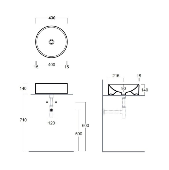 Раковина SIMAS FLOW накладная без отверстий цвет белый FL10