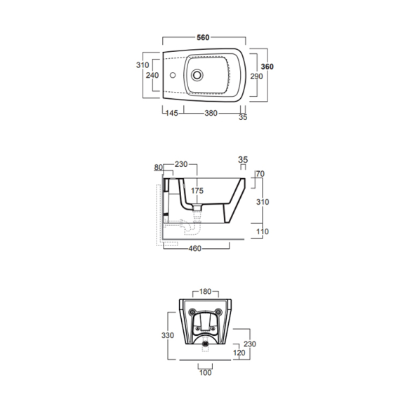 Биде SIMAS BADEN BADEN подвесное с одним отверстием цвет черный матовый BB19/F85.NM