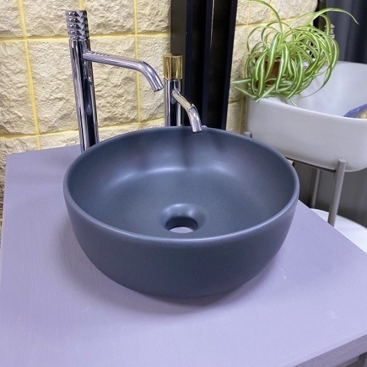 Раковина Scarabeo GLAM накладная без перелива без отверстий цвет лава матовая с антибактериальным и грязеотталкивающим покрытием BIOKER 1808 37 BK