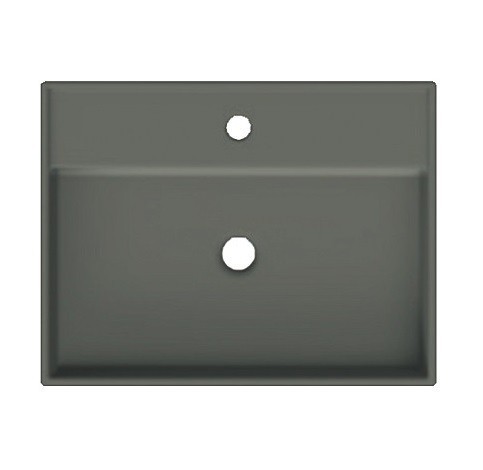 Раковина Scarabeo TEOREMA 2.0 подвесная или накладная с переливом с одним отверстием цвет лава матовая с антибактериальным и грязеотталкивающим покрытием BIOKER 5105 37 BK