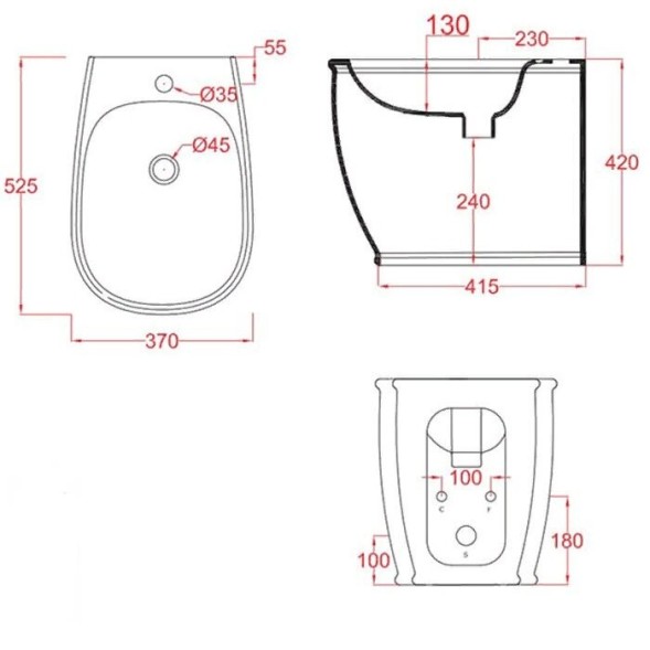 Биде Artceram Azuley напольное с одним отверстием  цвет черный AZB002 03 00
