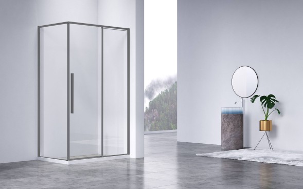 Vincea Душевой уголок Slim-N VSR-4SN8013CLGM, 1300*800, вороненая сталь, стекло прозрачное