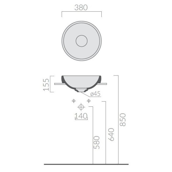 Раковина GALASSIA Ergo 7117 полувстраиваемая без отверстий без перелива цвет белый глянцевый