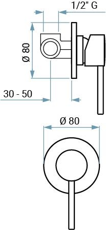 Emmevi Piper, однорычажный встраиваемый смеситель для душа D80мм, цвет белый матовый 45009PI/BIO