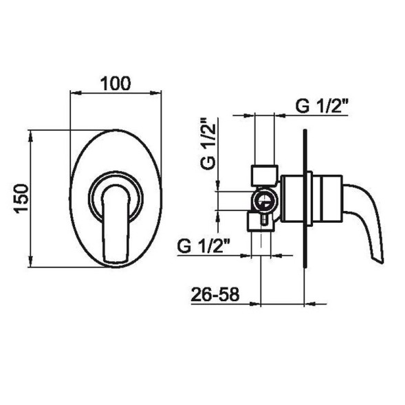 Смеситель для душа встраиваемый Webert Aria AC0680015, хром