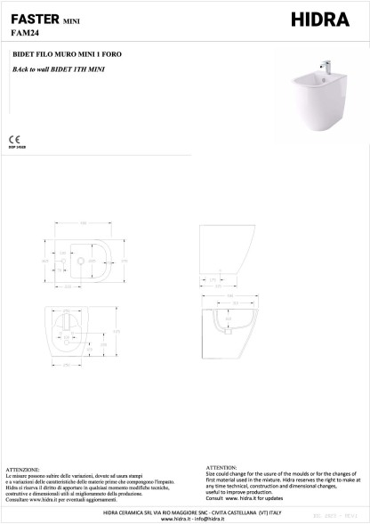 Hidra Faster Mini, напольное биде c крепежом, 48x36,5x42,5h см, цвет черный матовый