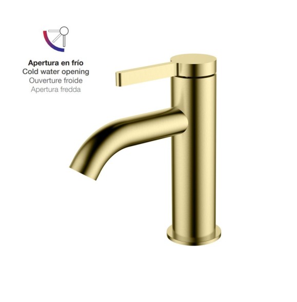 AQG Urban Flow, однорычажный смеситель для раковины без донного клапана, цвет матовое золото (PVD)