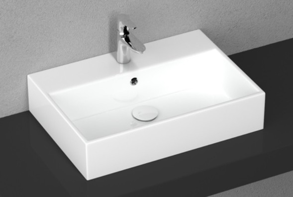 Раковина ISVEA Purita 60 см накладная с отверстием под смеситель глазированная задняя сторона цвет белый 10PL50060