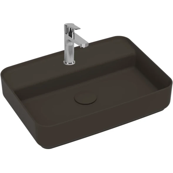 Раковина накладная ISVEA Infinity 55 прямоугольная 55см, с отверстием под смеситель цвет коричневый матовый 10NF66055-2H