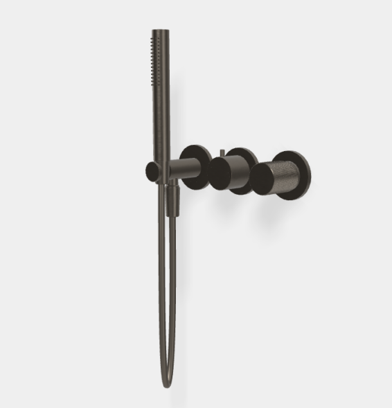 Смеситель для душа, Fima Carlo Frattini, Spillo Tech, G COLLECTION, на 2 потребителя, цвет-брашированный черный хром F3049TWX8GCS