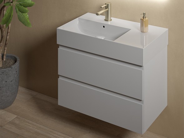 Раковина HATRIA Bahia 13 BHD800465011TS0 подвесная или на тумбу с одним отверстием с переливом цвет белый