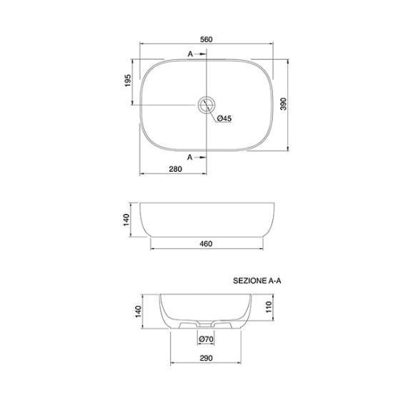 Раковина Scarabeo GLAM накладная без перелива без отверстий цвет песочный матовый 1804 52