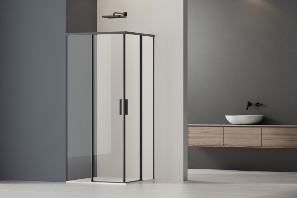 Vincea Душевой уголок Софт 2 (Soft 2) VSS-3SO2900CLB, 900*900, черный, стекло прозрачное