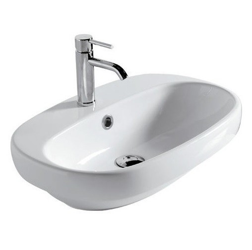 Раковина GALASSIA Ergo 7118 полувстраиваемая с одним отверстием с переливом цвет белый глянцевый